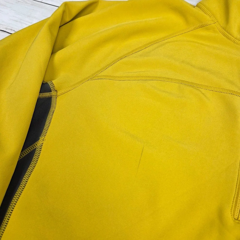 The North Face Pullover Men XL Yellow Quarter Zip Fleece Bicep Pocket Colorblock